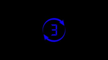 Abstract glowing blue circular motion graphic with a central abstract symbol on a black background