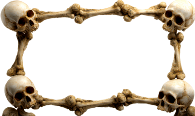 Creepy Skeleton Frame with Intricate Bone Details for Decoration Isolate on Transparent Background, cutout, png