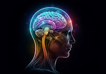 Obraz premium Human Brain Anatomy Illustration with Neural Networks and Intricate Details Exploring Cognitive Function and Neuroscience for Educational and Medical Purposes