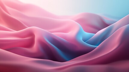 Obraz premium Abstract image of flowing pink and blue fabric waves creating a harmonious blend of colors and textures, evoking a sense of serenity and motion.