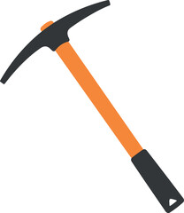 Orange handle ice axe climbing tool for mountain adventure vector