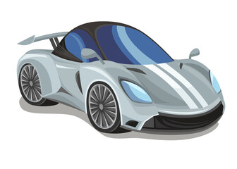 Cartoon street racing car vehicle on white background illustration for children