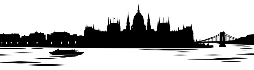 Fototapeta premium Budapest skyline silhouette on white background