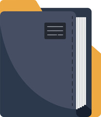 Dark blue folder with orange tab office supplies organization vector