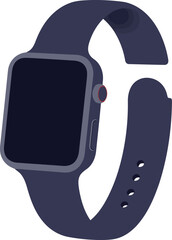 Modern smartwatch with dark blue band isolated on white vector