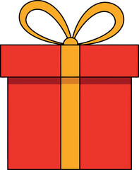 Festive red gift box with gold ribbon celebration surprise vector