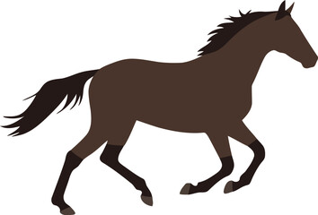Galloping brown horse silhouette dynamic movement wildlife art vector