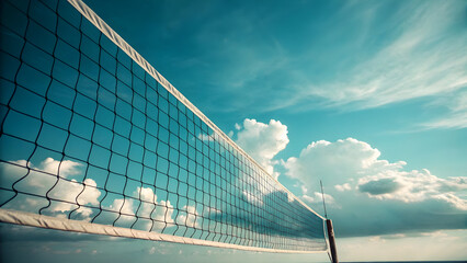 Volleyball net against bright blue sky with full hd 4k stock image download white clouds sport game