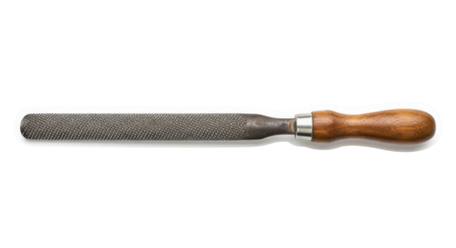 Hand file rasp tool with wooden handle isolated PNG with Transparent Background