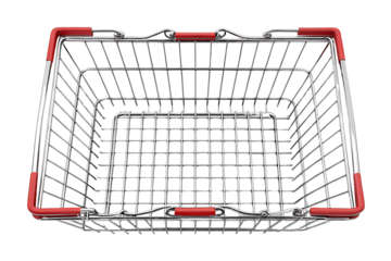Shiny Chrome Shopping Basket Isolated on Black Background Retail and Consumerism Concept