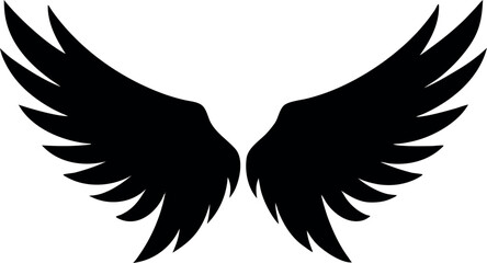 wings silhouette vector, angel wing black symbol