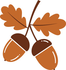 Autumn acorn illustration vector graphic scalable eps icon for nature and harvest designs