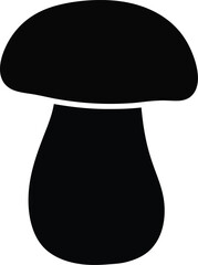 Simple black mushroom vector silhouette for nature and forest graphics