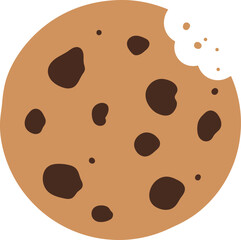 Delicious chocolate chip cookie bite sweet treat vector