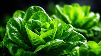 This vibrant image features lush green lettuce heads that create a fresh and healthy appearance, perfect for culinary and organic food themes in stock photography.