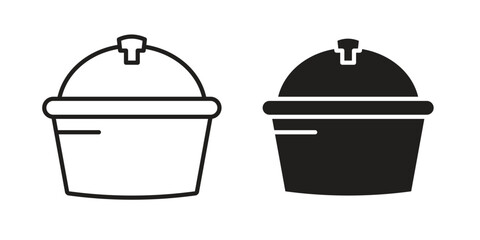 Stew pot icons simple vector set. logo sign symbol set