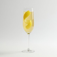 Elegant French 75 cocktail with champagne and lemon twist in flute glass, classic sparkling gin drink for celebrations, weddings, upscale bar menus, or fine dining drink photography