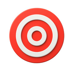 Concentric target circles red and white isolated on white background abstract design