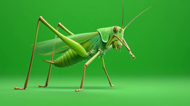 Green praying mantis insect macro closeup on white background