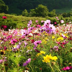Fototapeta premium Vibrant flower field in sunlight (1)