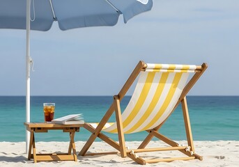 Relaxing Beach Getaway for Summer Vacation and Tranquil Escape, Promote Travel, Tourism, or Leisure Activities