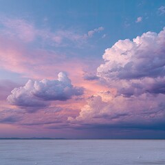 Sky show! Cotton candy clouds over flat, barren earth