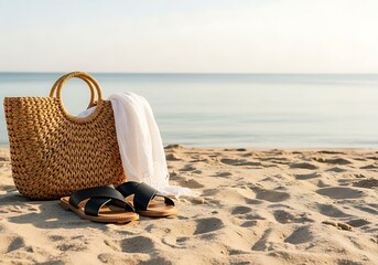 Relaxing Beach Getaway: Summer Vacation Accessories for a Perfect Holiday Escape and Travel Adventure. Perfect for Travel Blogs and Summer Promotions