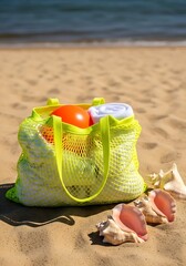 Relaxing Beach Getaway with Vibrant Accessories for Summer Vacation Marketing et Travel Advertising