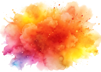 Vibrant Watercolor Splash with Orange Yellow and Purple Tones Artistic Expression Background for Creative Projects