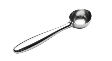 Professional stainless steel ice cream scoop kitchen utensil for food service and preparation isolated PNG with Transparent Background