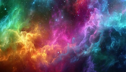 Fototapeta premium A vibrant display of swirling nebulae, showcasing a spectrum of colors against a dark night sky.