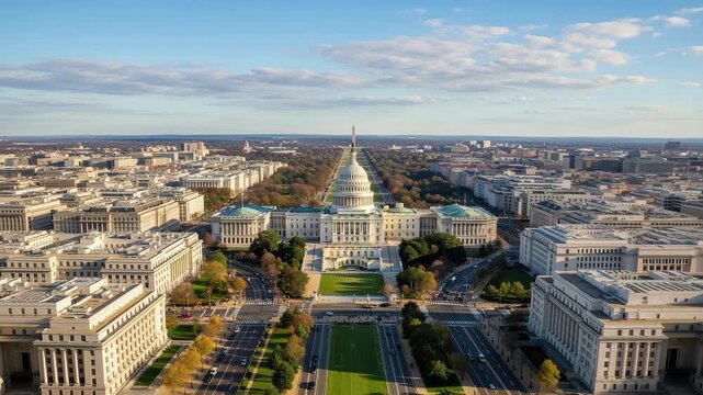 Aerial View of the US Capitol Building Washington DC, 4k video footage