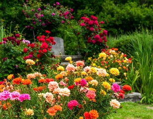 Vibrant flower garden with various colors