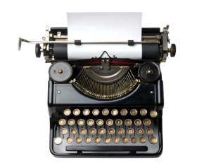 Vintage Typewriter Close Up with Blank Paper Ready for Writing or Journalism Concept