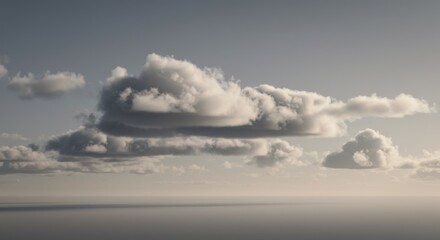 Fototapeta premium Serene Sky A Landscape of Cumulus Clouds in a Vast and Calm Atmosphere at Sunset