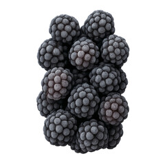 Cluster of Frozen Blackberries with Transparent Background blackberry fruit isolated on a transparent background