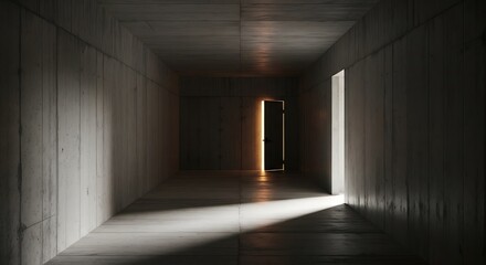 Dark Corridor with Open Doorway.