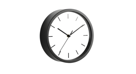 Modern round wall clock for time management, deadlines, and business schedule isolated PNG with Transparent Background