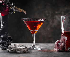 Spooky red Halloween monster cocktail