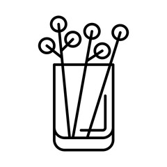 Vase with flowers icon. Home decor element thin line illustration.
