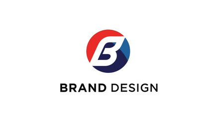 Modern letter B logo design concept with a red and blue circular swoosh for a corporate branding identity vector