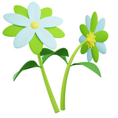 Stylized Floral Arrangement with White and Green Petals on Transparent Background