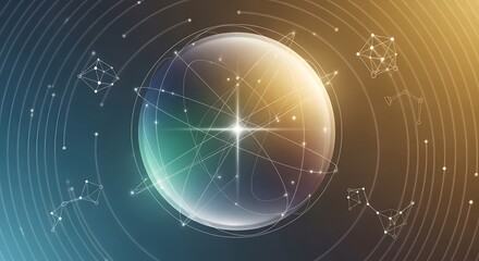 Abstract glowing sphere with interconnected nodes and lines, representing global network or digital connection