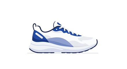 A dynamic flat design vector illustration of a contemporary running shoe, representing jogging, athletics, and active lifestyles. This clean 2D icon is ideal for fitness apps and sports websites.