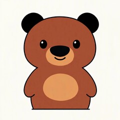Fototapeta premium Cute cartoon bear with maroon fur and black ears, simple animal illustration