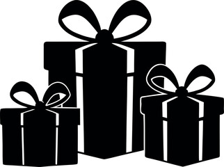 christmas gift box silhouette vector, gift box black symbol