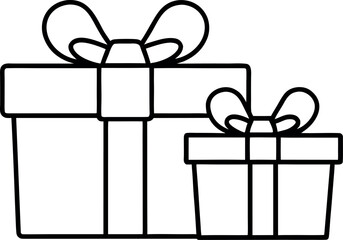 christmas gift box outline coloring book page, gift box line art vector