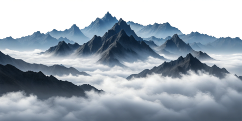 Surreal Floating Mountain Peaks Above Clouds Dreamlike Landscape
Mystical Jagged Mountains Rising Over Cloud Sea Fantasy Atmosphere