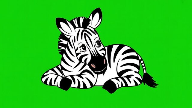 Zebra in green grass vector illustration