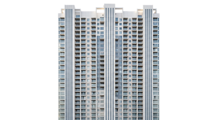 Illustration of modern skyscraper building facade isolated on transparent background